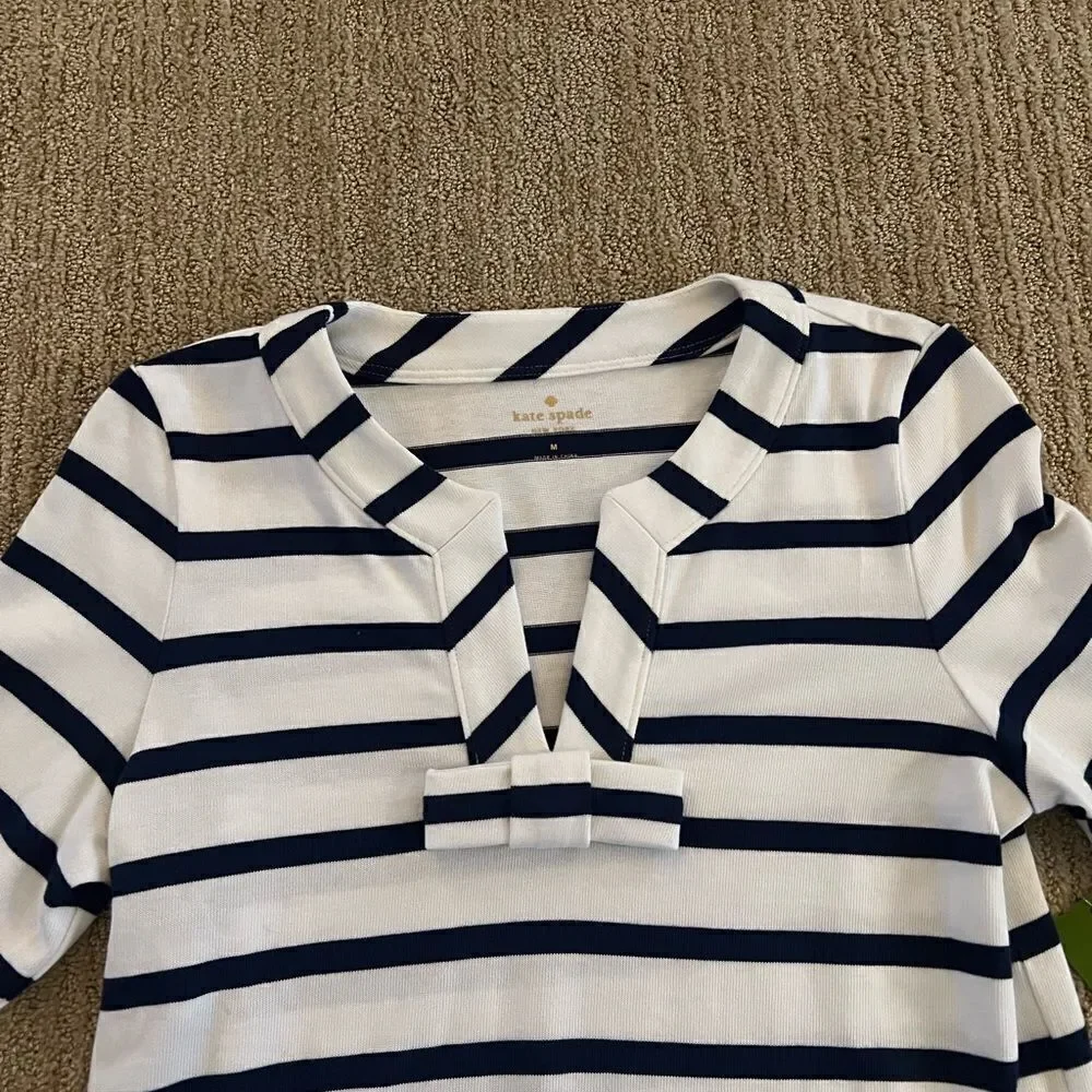 Kate Spade Blue and White Striped Box Tropez Top